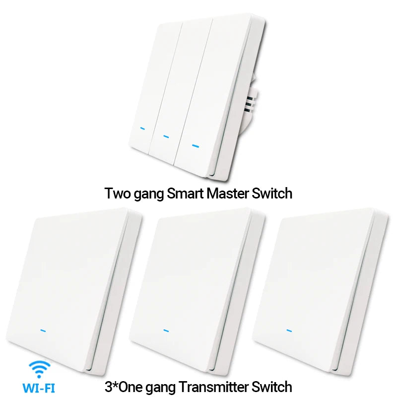 Tuya WiFi RF433 Smart Wall Light Switch – No Neutral, 1/2/3 Gang, Alexa & Google Home Compatible
