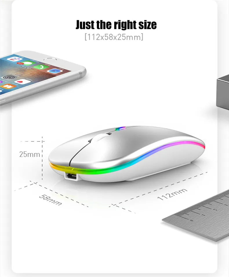 Rechargeable Dual-Mode Wireless Mouse with LED
