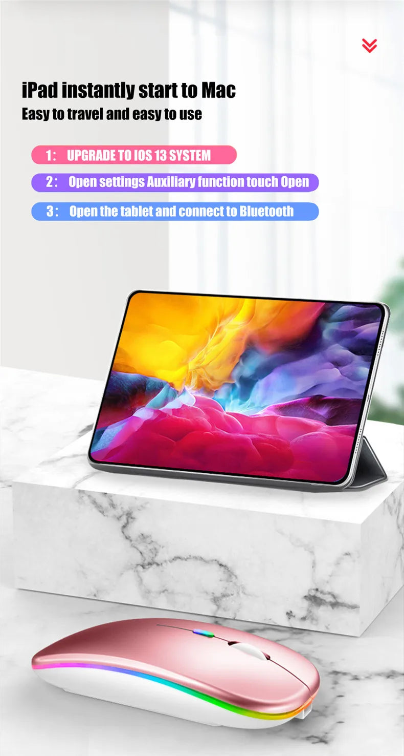 Rechargeable Dual-Mode Wireless Mouse with LED