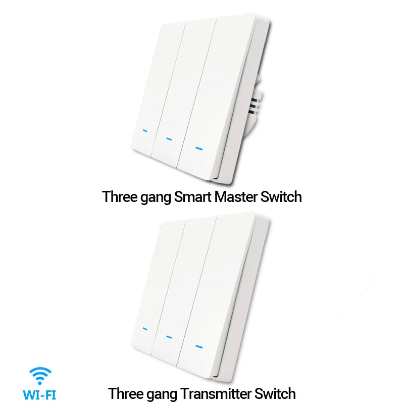 Tuya WiFi RF433 Smart Wall Light Switch – No Neutral, 1/2/3 Gang, Alexa & Google Home Compatible