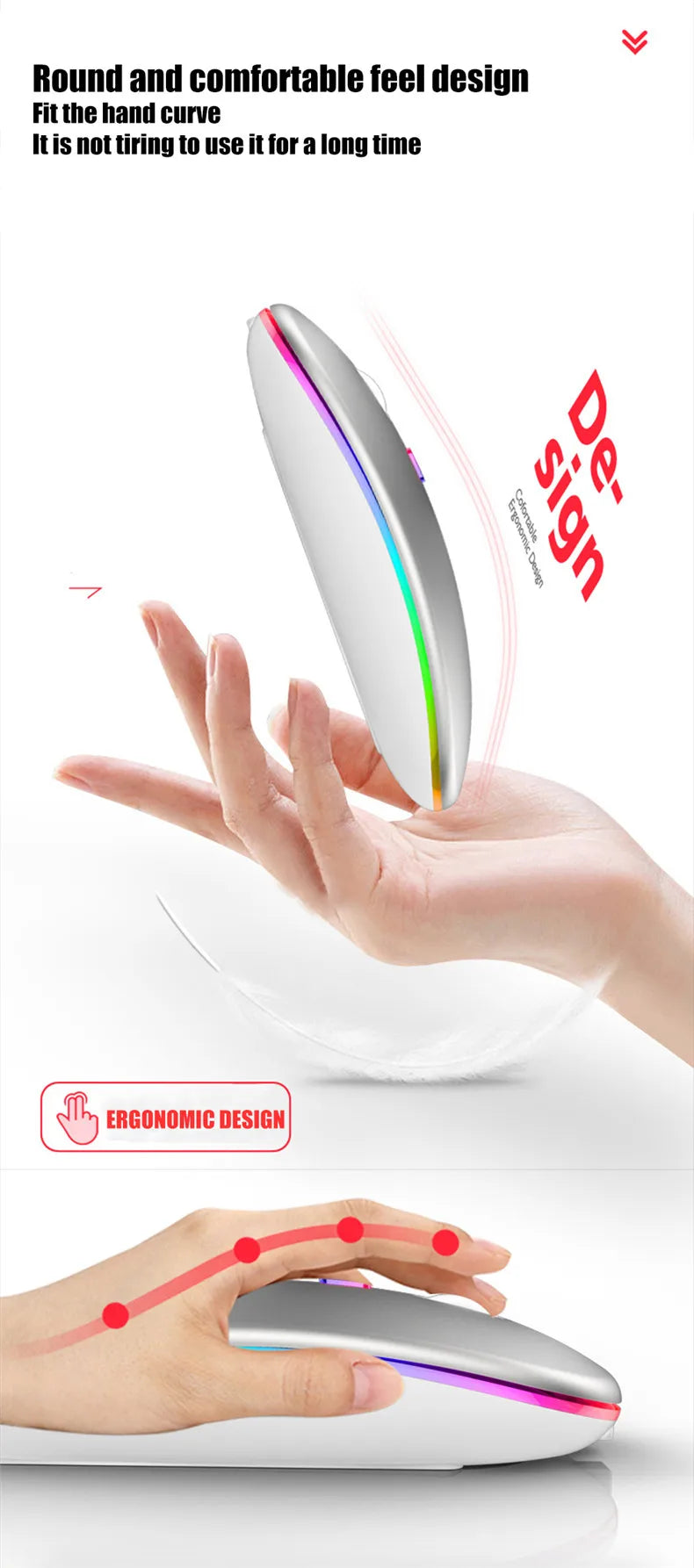 Rechargeable Dual-Mode Wireless Mouse with LED