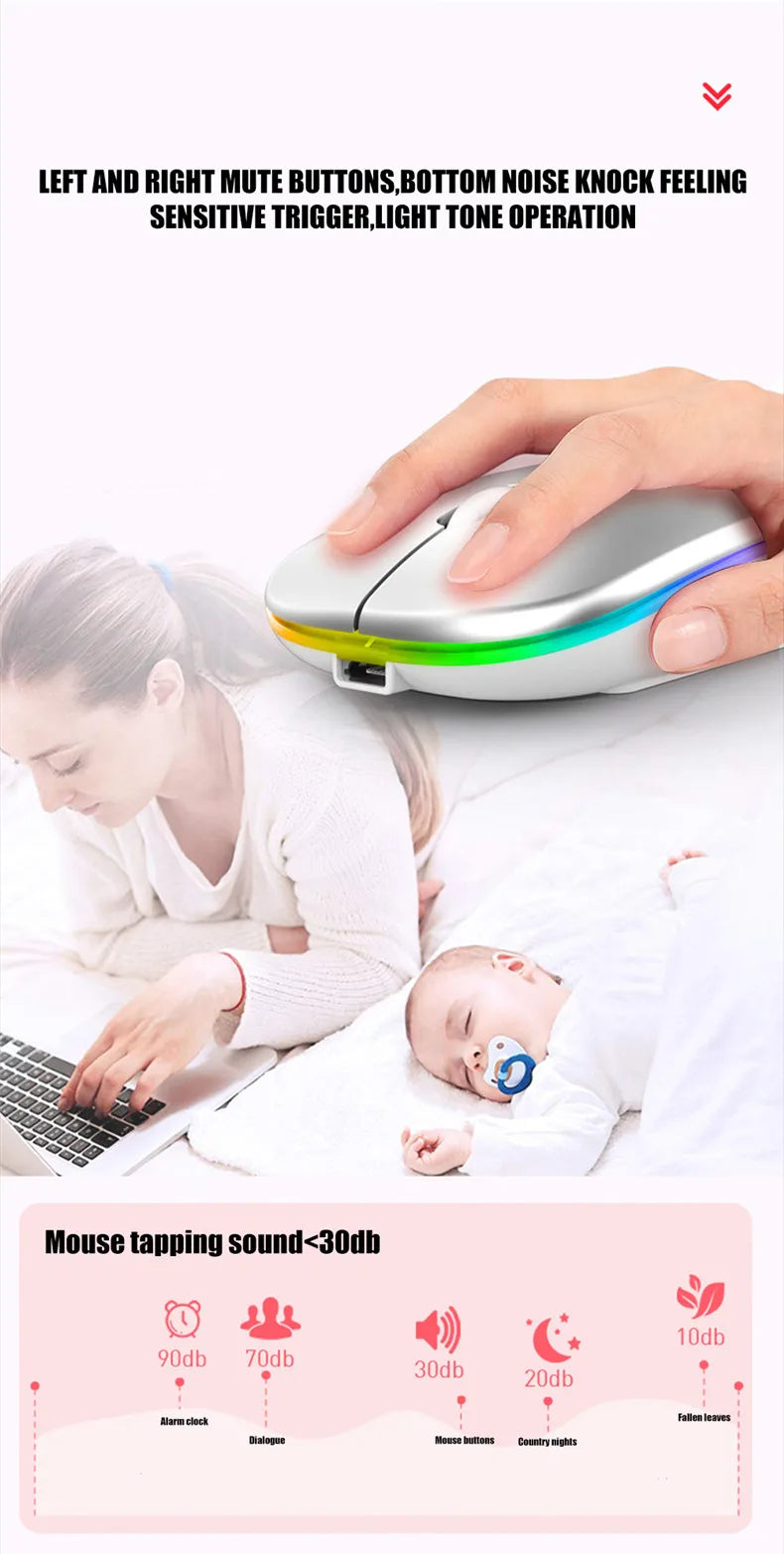Rechargeable Dual-Mode Wireless Mouse with LED