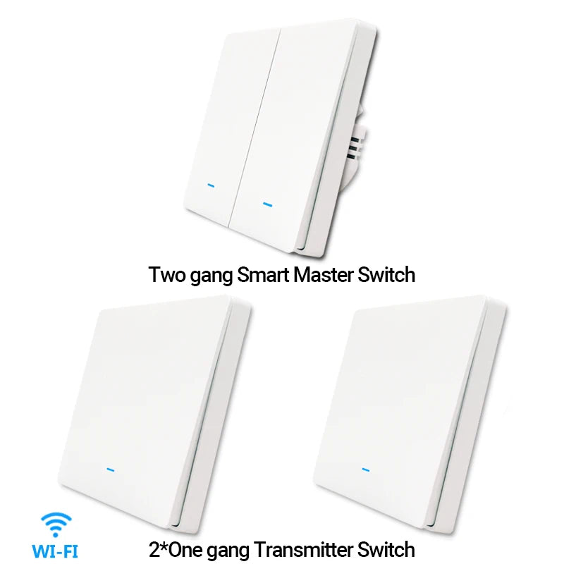 Tuya WiFi RF433 Smart Wall Light Switch – No Neutral, 1/2/3 Gang, Alexa & Google Home Compatible