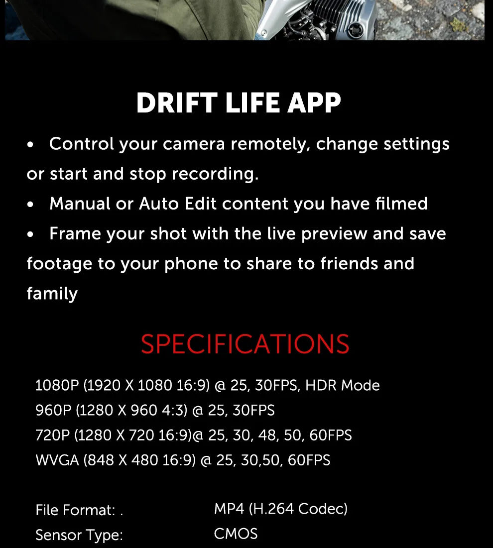 Drift Ghost XL 1080P Action Camera Waterproof Dash Cam