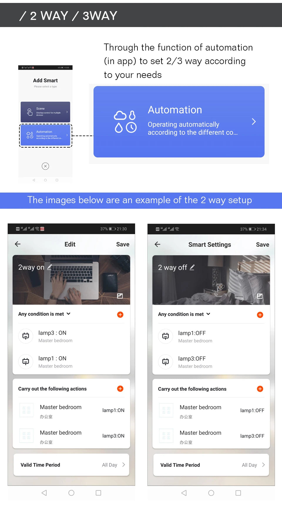 Tuya WiFi RF433 Smart Wall Light Switch – No Neutral, 1/2/3 Gang, Alexa & Google Home Compatible