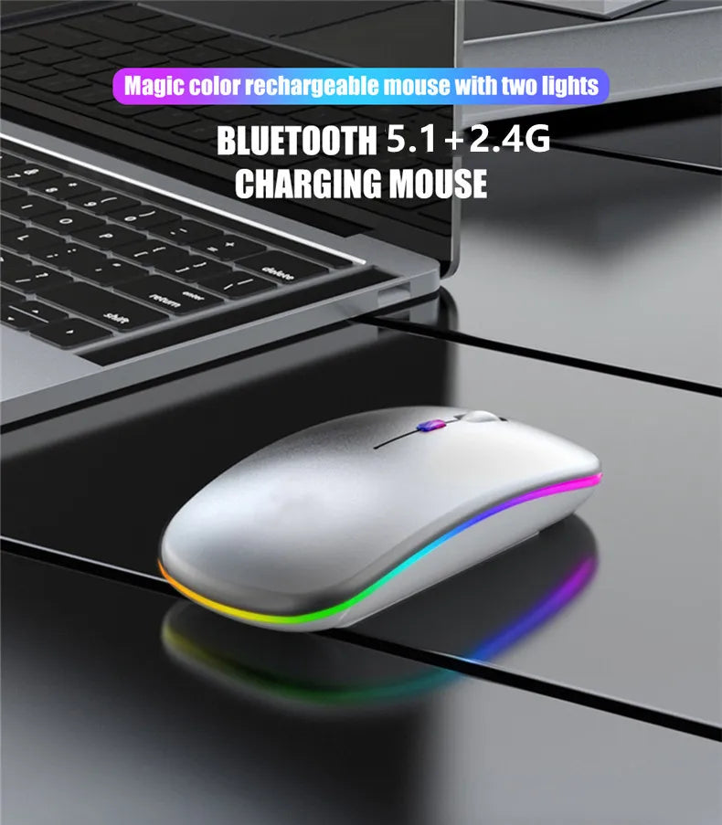 Rechargeable Dual-Mode Wireless Mouse with LED