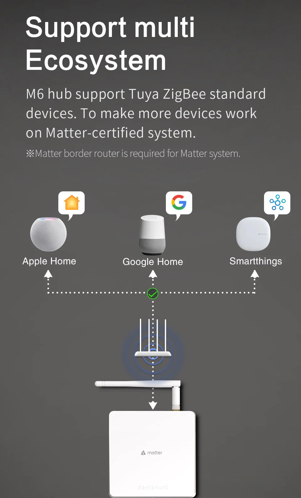 Zemismart Matter Zigbee Hub Smart Home Gateway