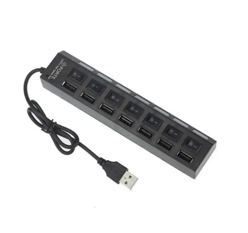 7-Port USB 2.0 Hub – Multi-Port Extension Splitter for PC, Laptop & Desktop