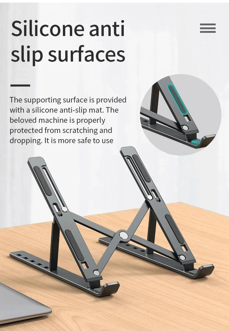 Foldable Adjustable Laptop Stand – Portable Aluminum Alloy Notebook Holder