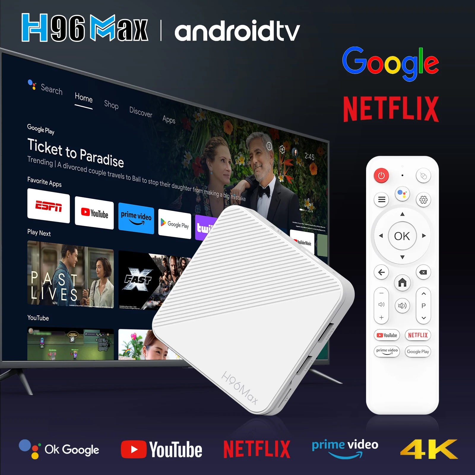 H96 Max H313 Smart TV Box – Android 14, WiFi 6, 4K UHD