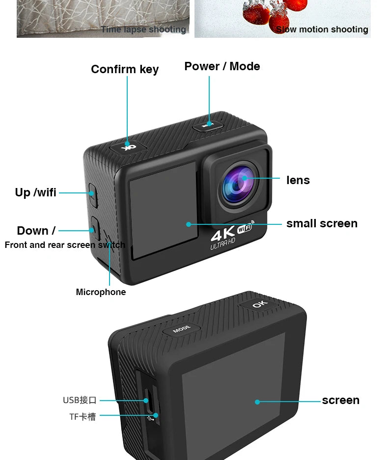 4K Ultra HD Action Camera Waterproof Sport Cam