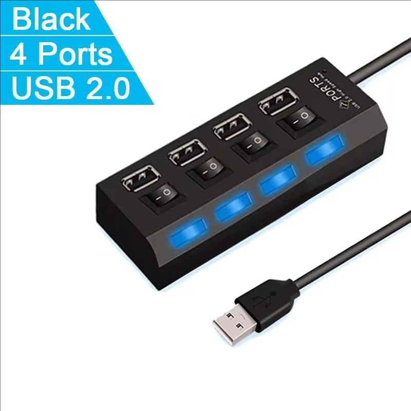7-Port USB 2.0 Hub – Multi-Port Extension Splitter for PC, Laptop & Desktop