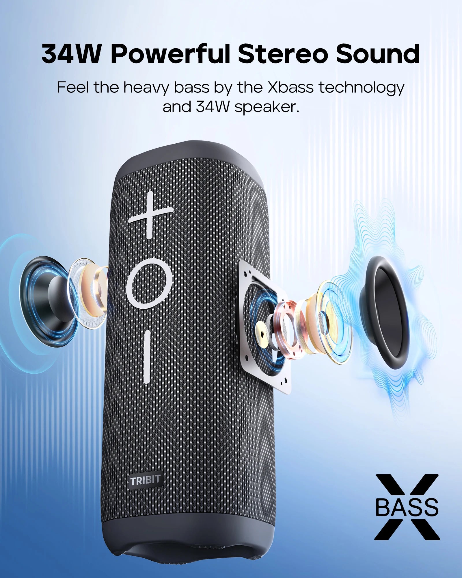 TRIBIT StormBox 2 Portable Bluetooth Speaker – 34W, IPX7 Waterproof, 24-Hour Playtime