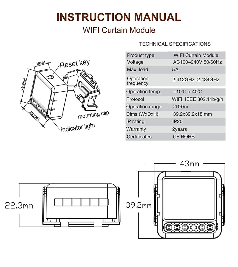 Tuya WiFi ZigBee Smart Curtain Switch Module