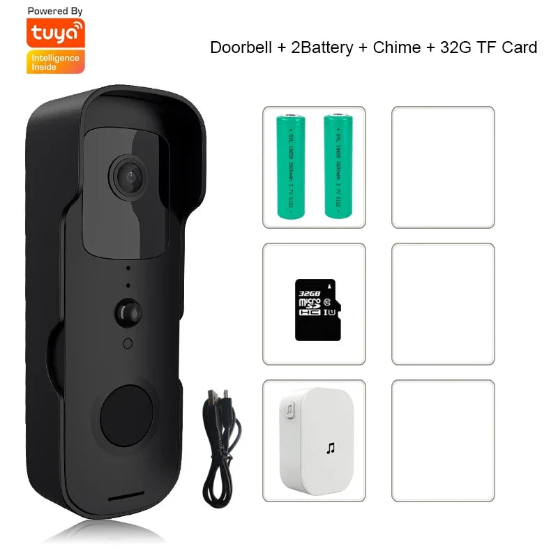 TuyaSmart 1080P WiFi Video Doorbell – Waterproof, Night Vision, Smart Intercom Camera