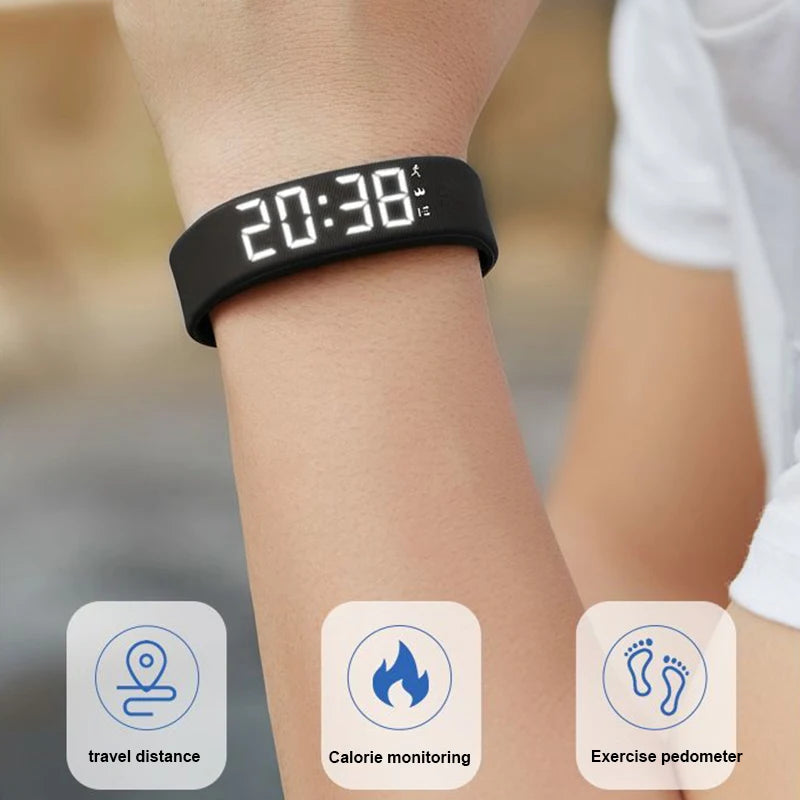 LED Digital Smart Bracelet with Pedometer & Alarm