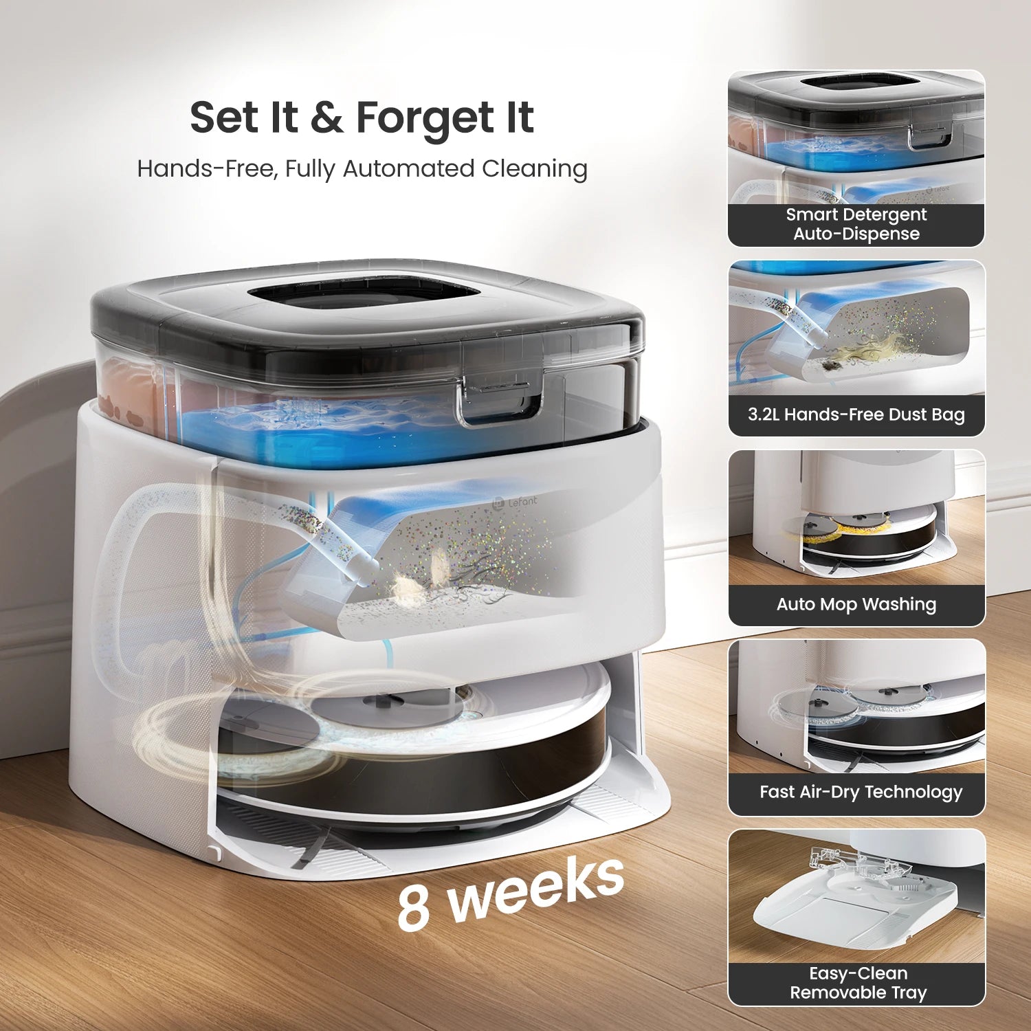 Lefant M3 Robot Vacuum Cleaner with Mapping & Auto Cleaning Station