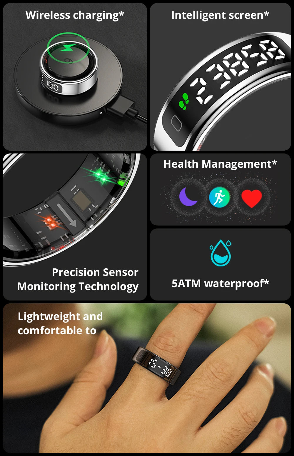 COLMI R12 Smart Ring 2025 with Display & Wireless Charging