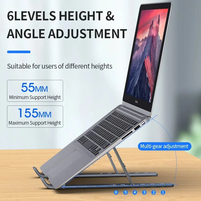Foldable Adjustable Laptop Stand – Portable Aluminum Alloy Notebook Holder