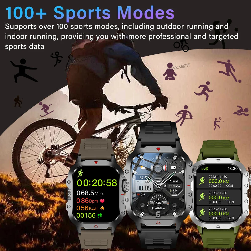 KESHUYOU Outdoor Sports Smartwatch with Flashlight & Bluetooth Calling
