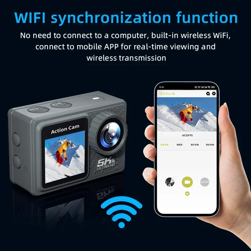 5K 4K Action Camera with WiFi & Stabilizer