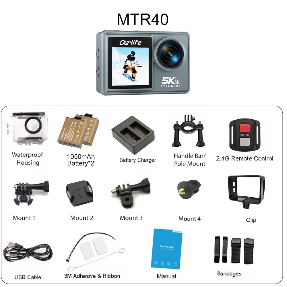 Ourlife MTR40 5K Waterproof Action Camera