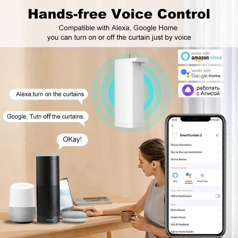 Tuya ZigBee/WiFi Smart Curtain Motor 155MM