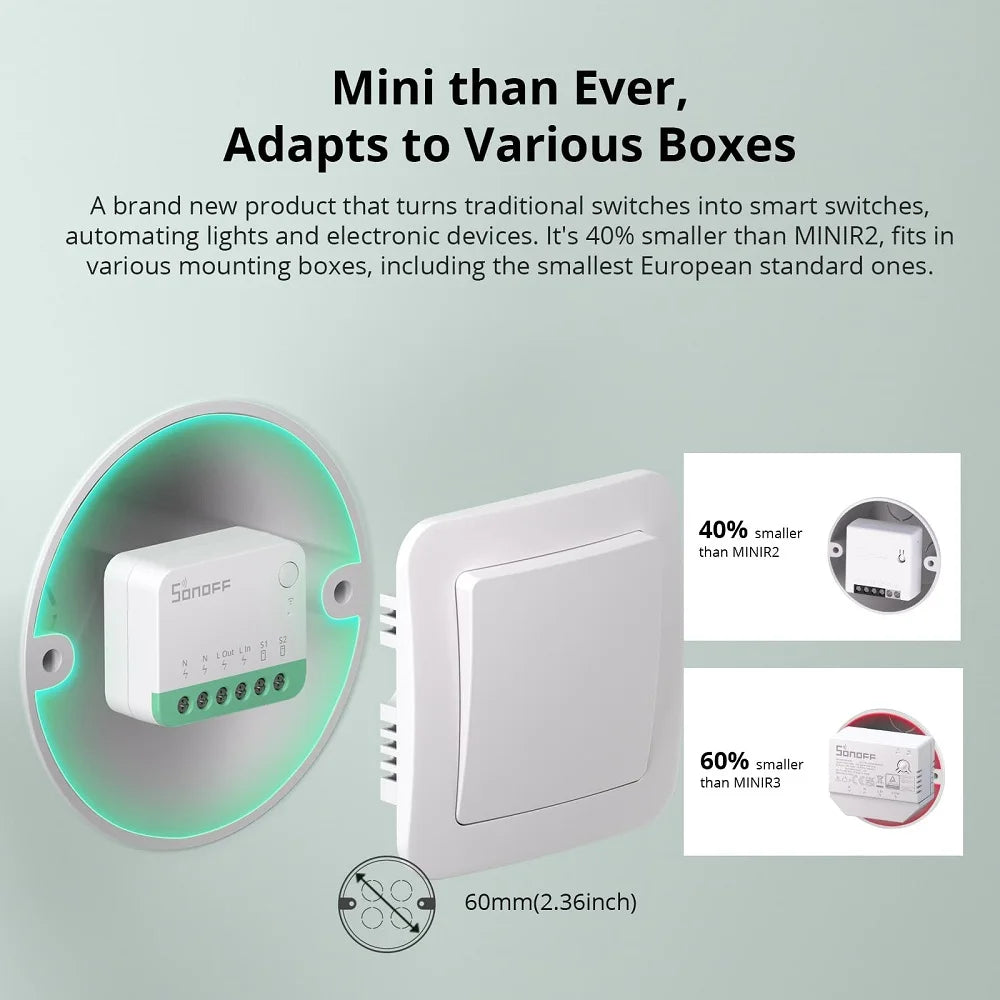 SONOFF MINIR4M Matter Smart Switch – Compact WiFi Module for Alexa, Google Home & SmartThings