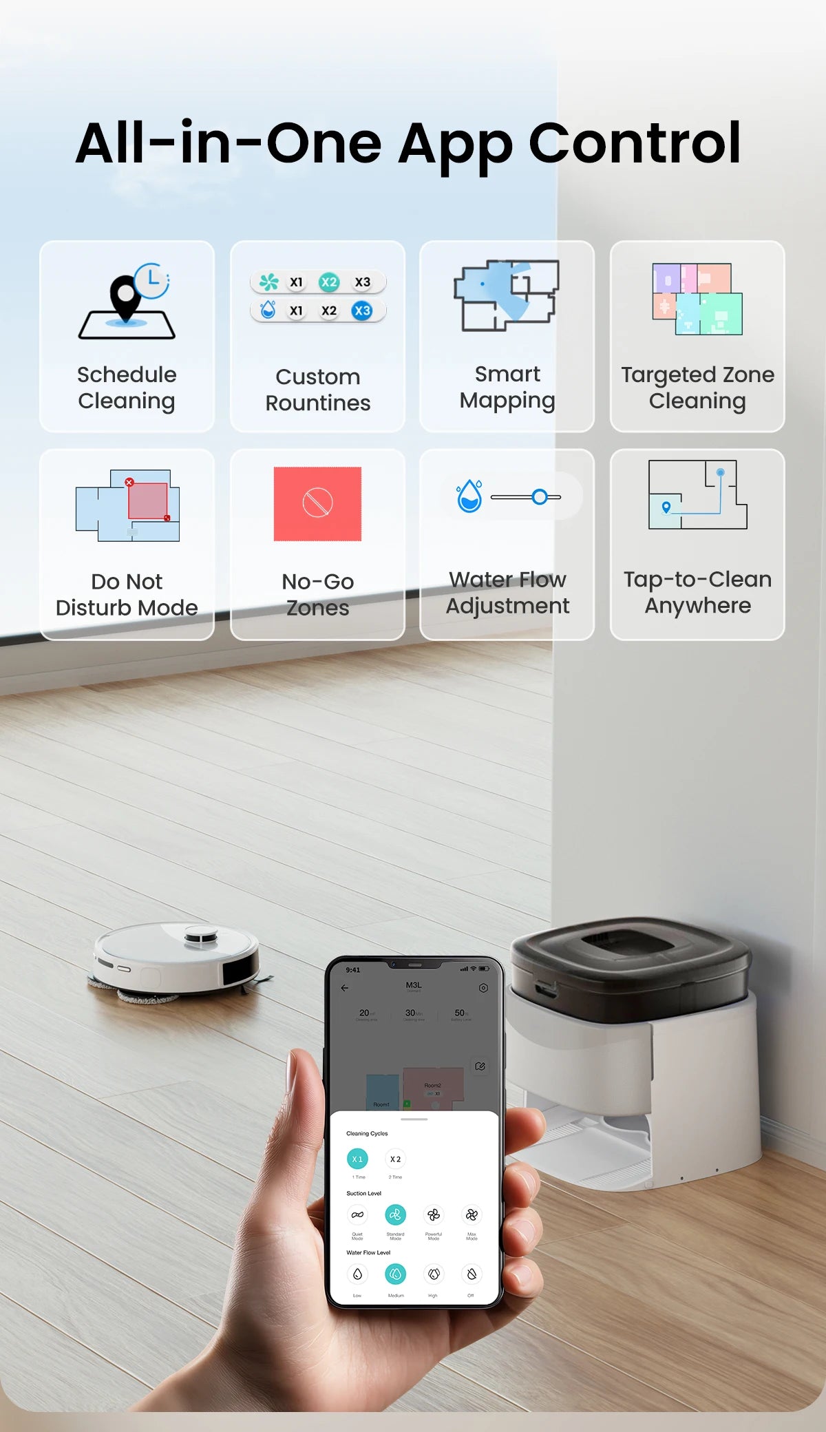Lefant M3 Robot Vacuum Cleaner with Mapping & Auto Cleaning Station
