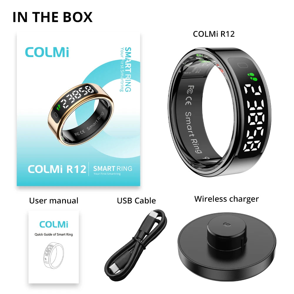 COLMI R12 Smart Ring 2025 with Display & Wireless Charging