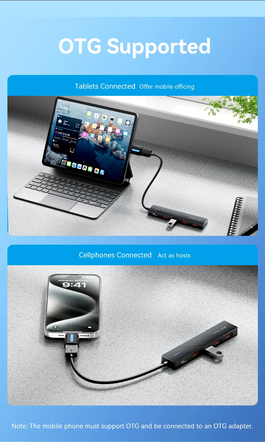 Vention USB 3.2 Hub 4-Port Splitter Adapter