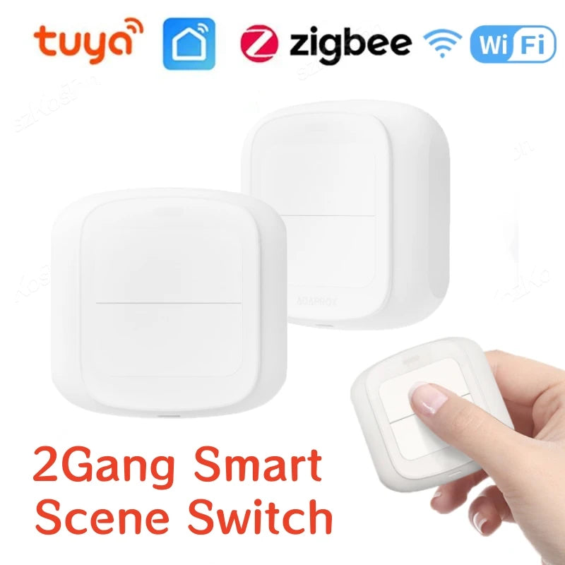 Tuya 2-Gang WiFi/ZigBee Scene Switch – Smart Wall Controller for Smart Life App