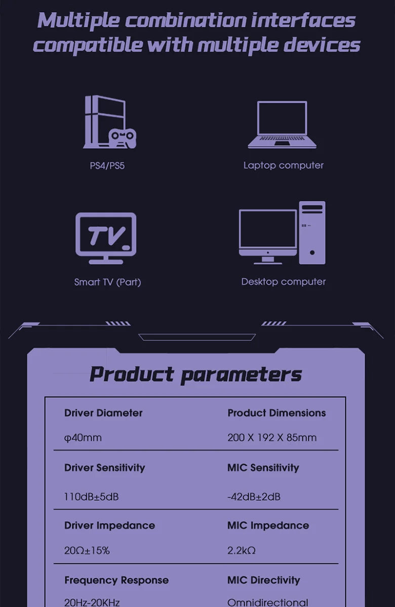 7.1 Surround Sound Gaming Headset with Mic