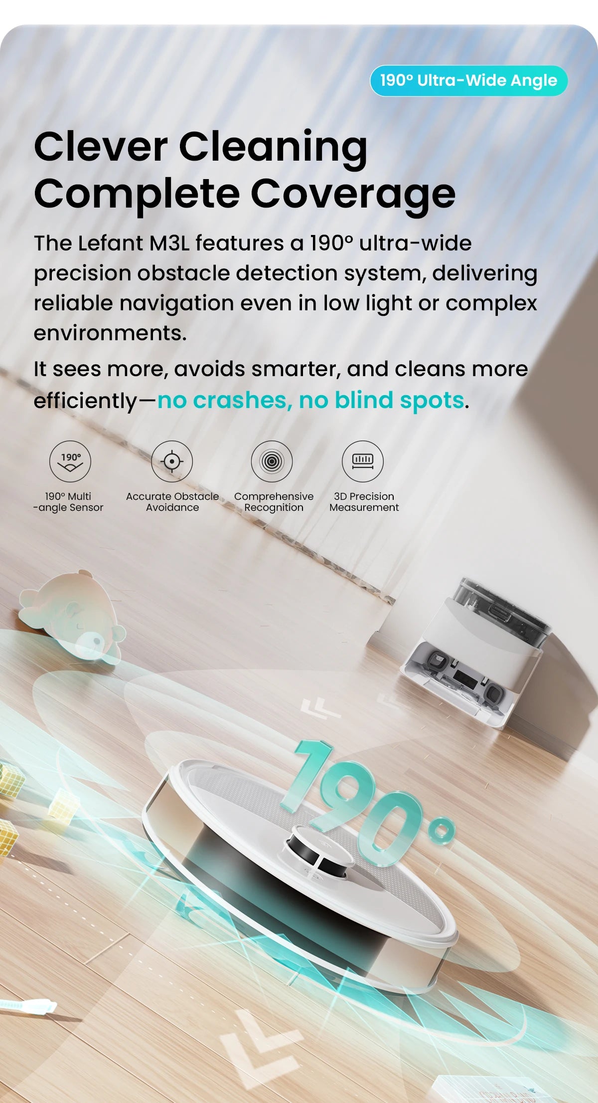 Lefant M3 Robot Vacuum Cleaner with Mapping & Auto Cleaning Station