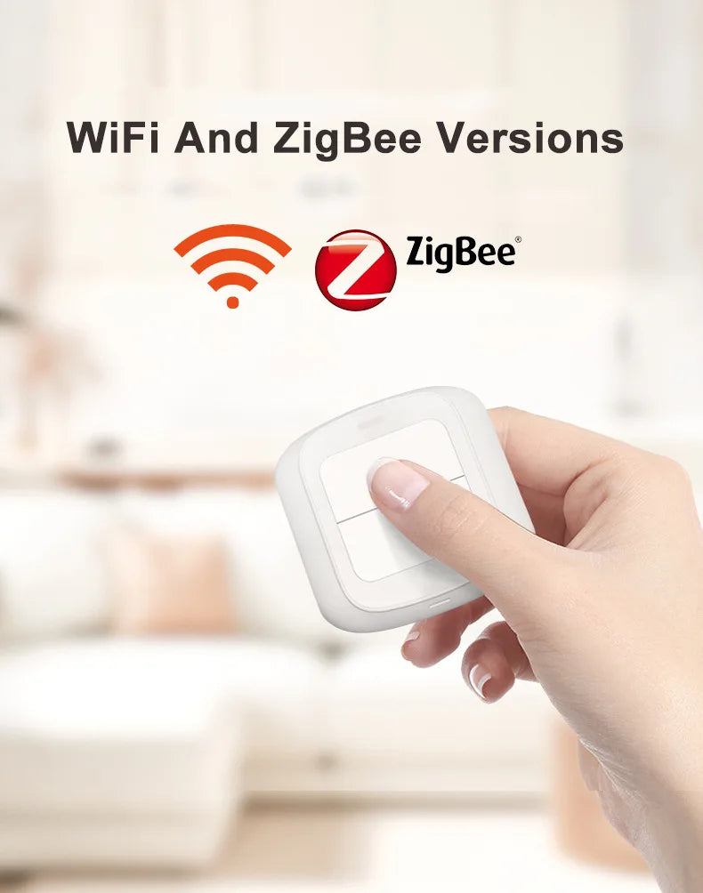 Tuya 2-Gang WiFi/ZigBee Scene Switch – Smart Wall Controller for Smart Life App