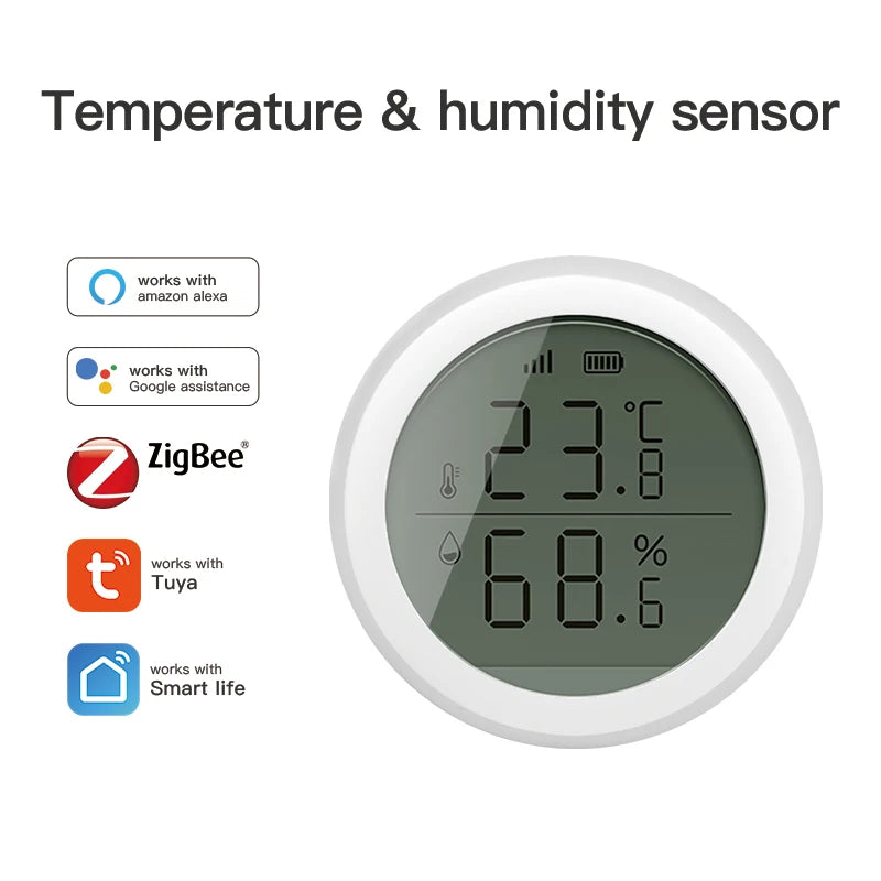 Tuya ZigBee Smart Temperature & Humidity Sensor – LCD Display, Works with Alexa & Google Home