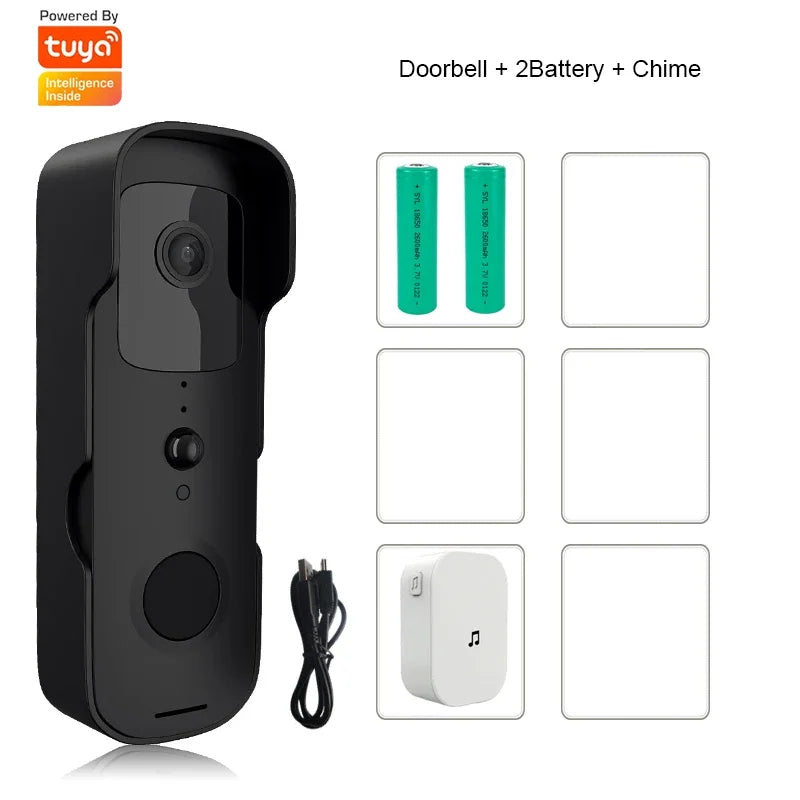 TuyaSmart 1080P WiFi Video Doorbell – Waterproof, Night Vision, Smart Intercom Camera