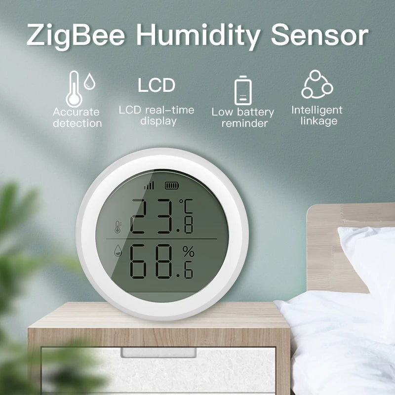 Tuya ZigBee Smart Temperature & Humidity Sensor – LCD Display, Works with Alexa & Google Home