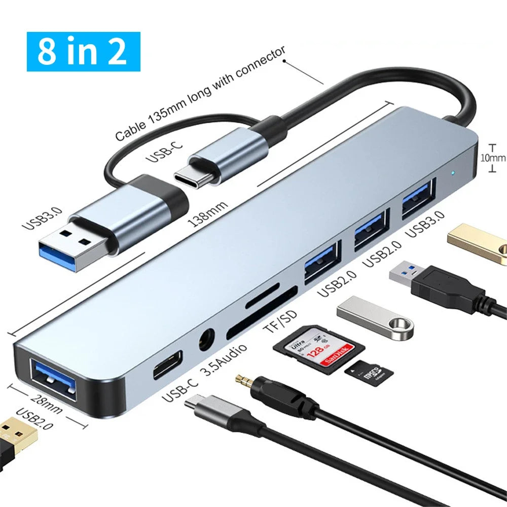 USB 3.0 Type-C Docking Station – Multiport Hub with SD/TF Card Reader & Audio for MacBook Pro