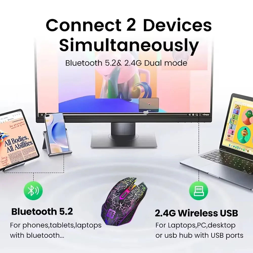 Bluetooth 5.2 RGB Dual-Mode Wireless Mouse