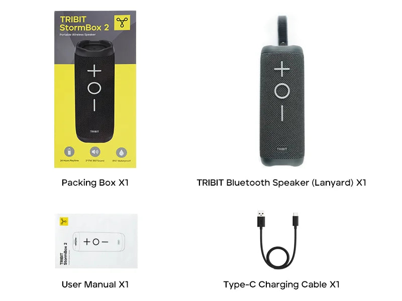 TRIBIT StormBox 2 Portable Bluetooth Speaker – 34W, IPX7 Waterproof, 24-Hour Playtime