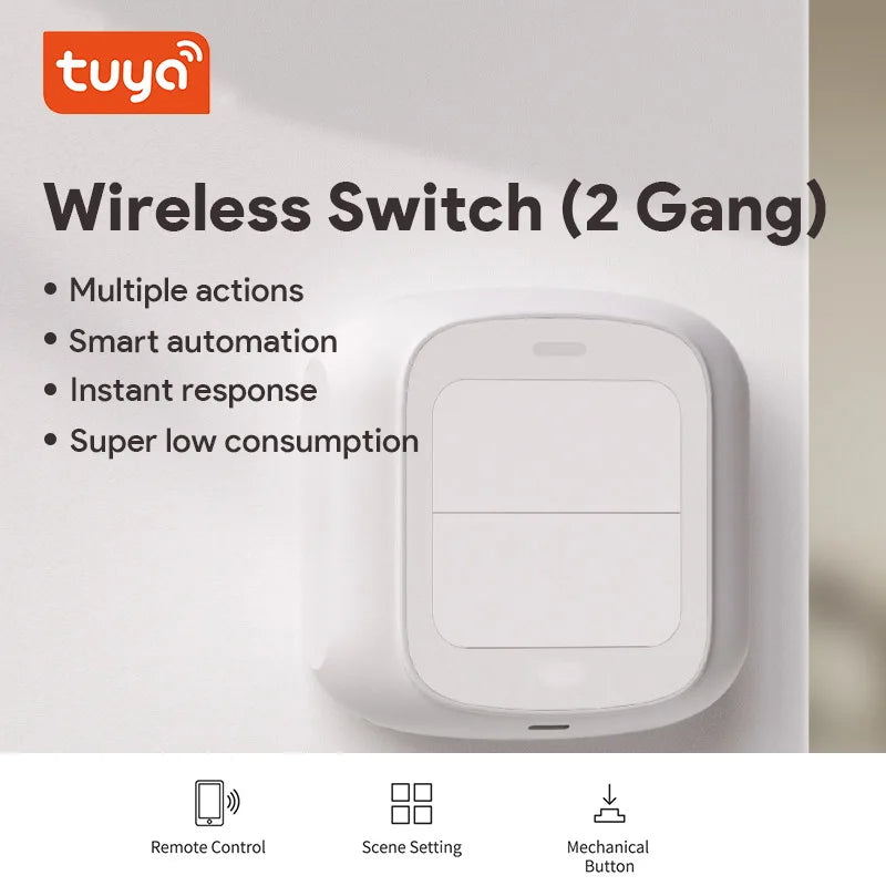 Tuya 2-Gang WiFi/ZigBee Scene Switch – Smart Wall Controller for Smart Life App