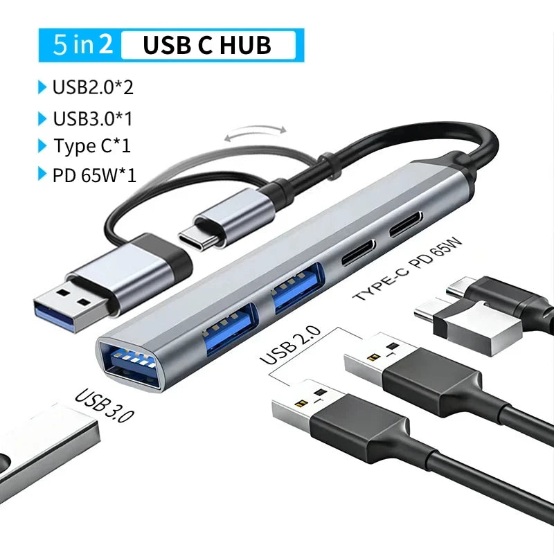 USB 3.0 Type-C Docking Station – Multiport Hub with SD/TF Card Reader & Audio for MacBook Pro