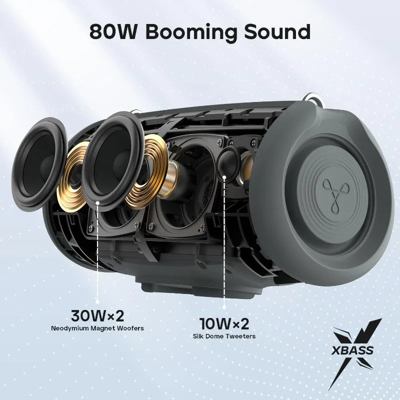 StormBox Lava 80W Portable Bluetooth Speaker – IP67 Waterproof, 24-Hour Playtime, Custom EQ