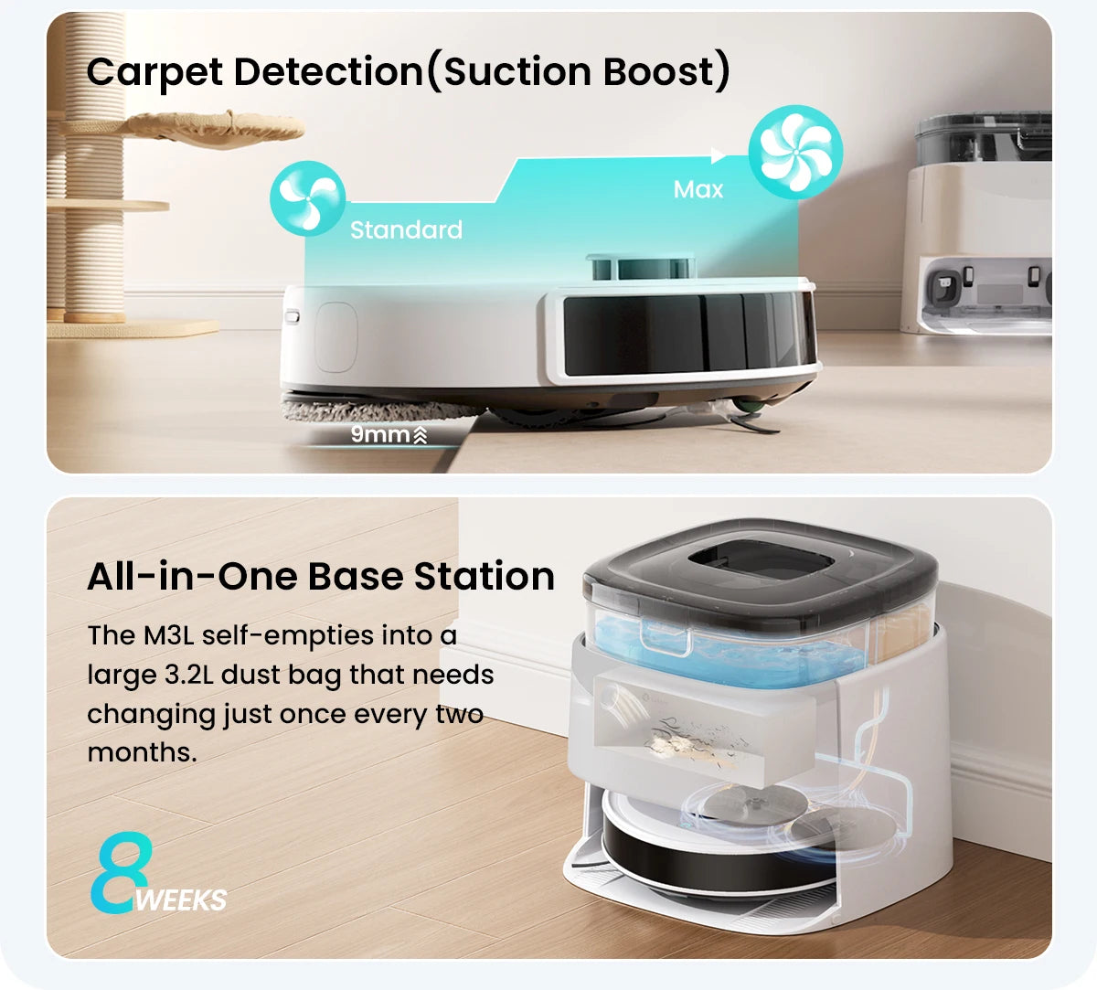 Lefant M3 Robot Vacuum Cleaner with Mapping & Auto Cleaning Station