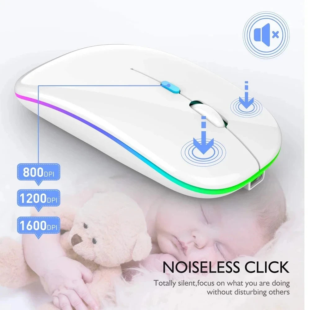 Rechargeable Dual-Mode Wireless Mouse with LED
