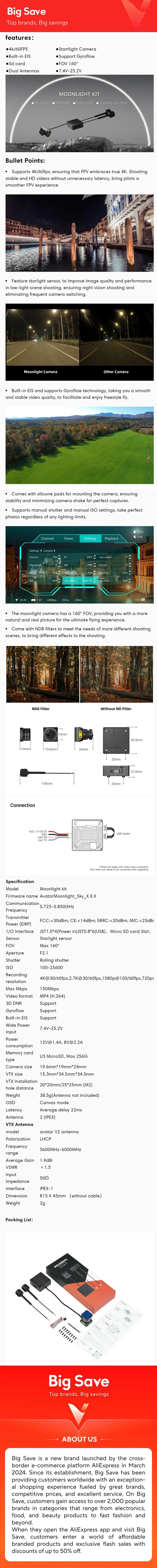 Walksnail Moonlight Kit – 4K/60FPS Starlight FPV Camera with Gyroflow & EIS