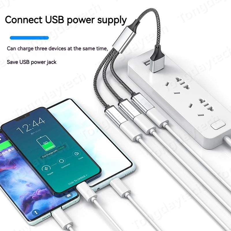 3-Port USB-C Hub Splitter OTG Adapter