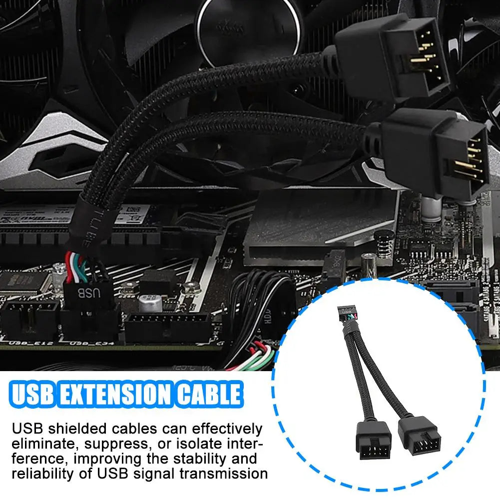 12cm USB Motherboard Extension Cable 9 Pin Y Splitter