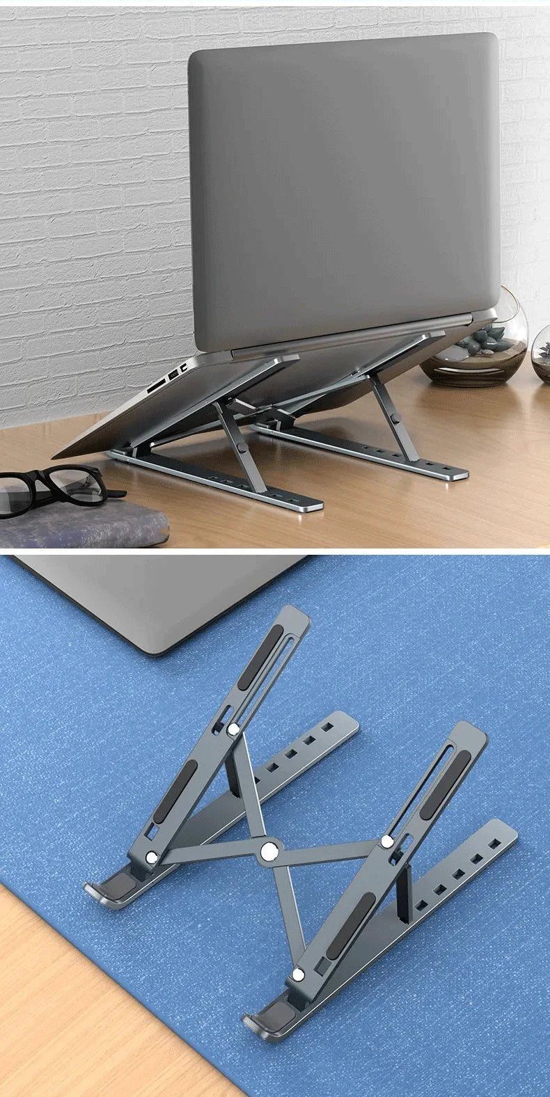 Foldable Adjustable Laptop Stand – Portable Aluminum Alloy Notebook Holder